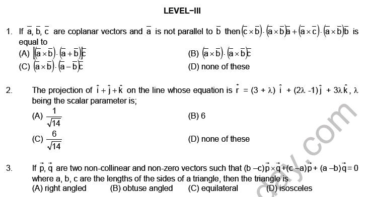 JEE Mathematics Vectors MCQs Set C, Multiple Choice Questions